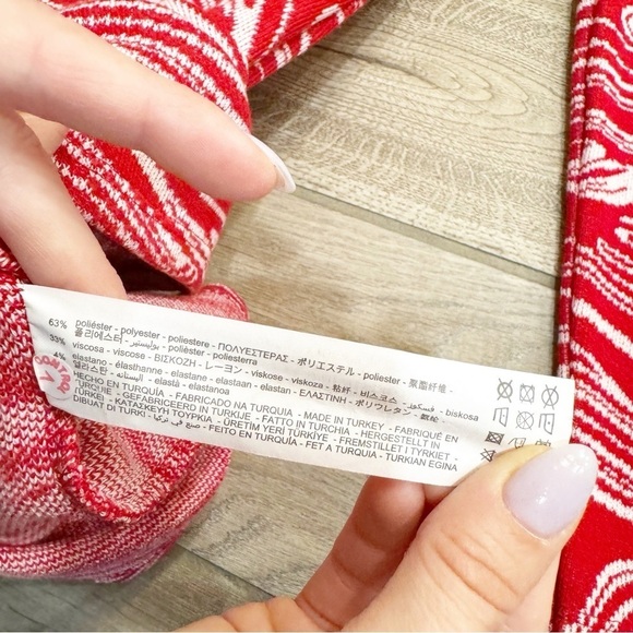 NWOT Zara Women's Long Sleeve Mini Dress Sweater Jacquard Swirl Print Red Small - Picture 7 of 7